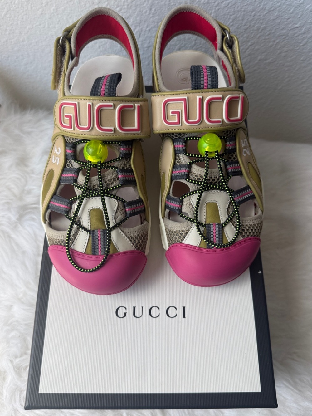 Authentic GUCCI Multi-color Tinsel Mesh Women's Sport Sandals